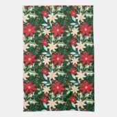 Linge De Cuisine Fleurs de Poinsettia et Noël Feuille (Vertical)