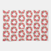 Linge De Cuisine Fleurs de Poinsettia rouge et couronne de Berry (Horizontal)
