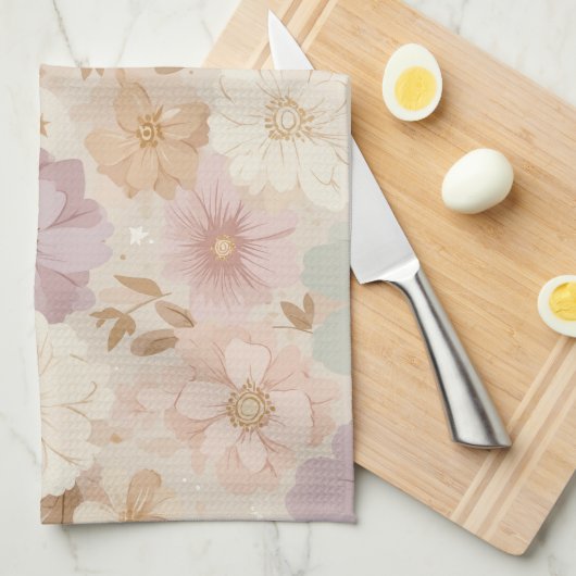 Linge De Cuisine Fleurs de Prairie Céleste (Quart Plié)