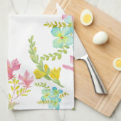 Linge De Cuisine Fleurs de printemps aquarelle  (Quart Plié)