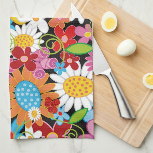 Linge De Cuisine Fleurs de printemps colorées Whimsical Jardin Cuis