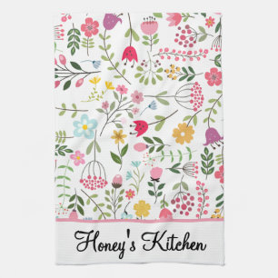 Linge De Cuisine Fleurs de printemps Florales sur fond blanc Person