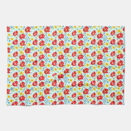Linge De Cuisine Fleurs de printemps lumineuses (Horizontal)