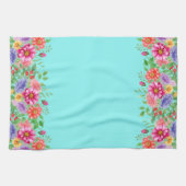 Linge De Cuisine Fleurs de printemps sur Arrière - plan Turquoise (Horizontal)