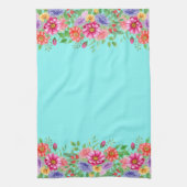 Linge De Cuisine Fleurs de printemps sur Arrière - plan Turquoise (Vertical)