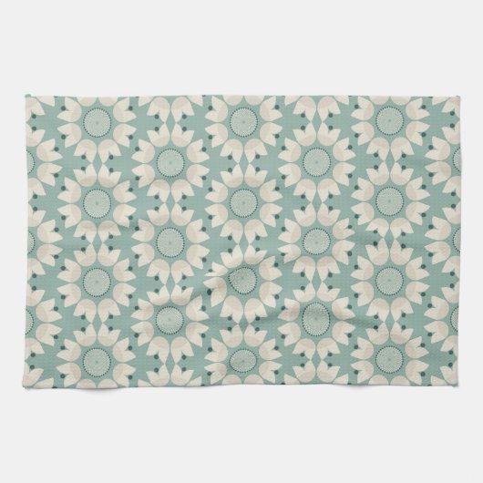 Linge De Cuisine Fleurs de printemps turquoise (Horizontal)