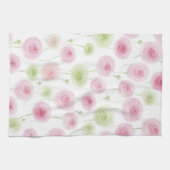 Linge De Cuisine Fleurs de Renoncule Rose Menthe (Horizontal)
