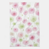 Linge De Cuisine Fleurs de Renoncule Rose Menthe (Vertical)