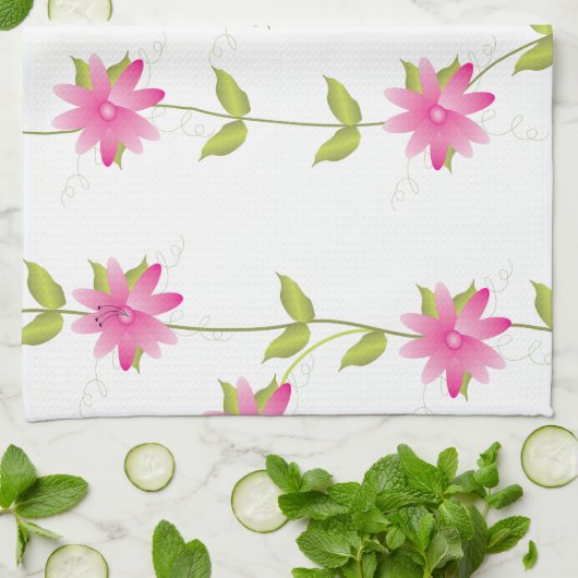 Linge De Cuisine Fleurs De Rose (Plié)