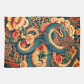 Linge De Cuisine Fleurs de serpent vert (Horizontal)