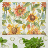 Linge De Cuisine Fleurs de soleil Aquarelle florale (Plié)