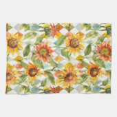 Linge De Cuisine Fleurs de soleil Aquarelle florale (Horizontal)