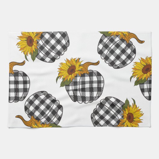 Linge De Cuisine Fleurs de soleil, citrouille plaid, décoration de (Horizontal)