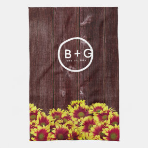 Linge De Cuisine Fleurs de soleil d'automne rustiques sur Mariage d