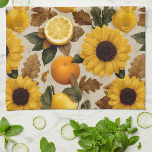 Linge De Cuisine Fleurs de soleil et agrumes Automne Décor