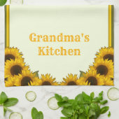 Linge De Cuisine Fleurs de soleil personnalisées (Plié)