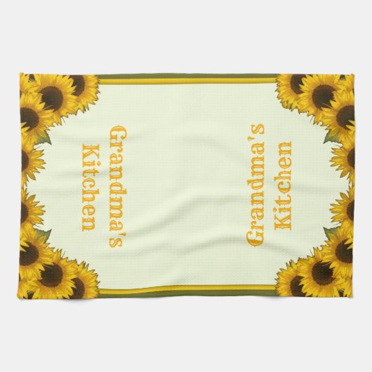 Linge De Cuisine Fleurs de soleil personnalisées (Horizontal)
