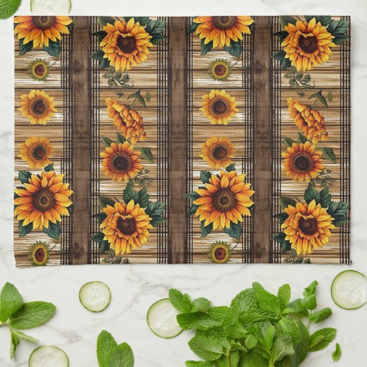 Linge De Cuisine Fleurs de soleil rustiques (Plié)