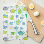 Linge De Cuisine Fleurs de théières en pot de café (Quart Plié)