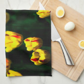 Linge De Cuisine Fleurs de tulipe jaune (Quart Plié)