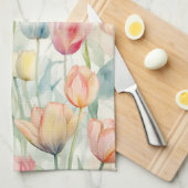 Linge De Cuisine Fleurs de tulipe jaune rouge de ferme (Quart Plié)