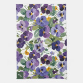 Linge De Cuisine Fleurs de violet monogrammes Jolies fleurs botaniq (Vertical)