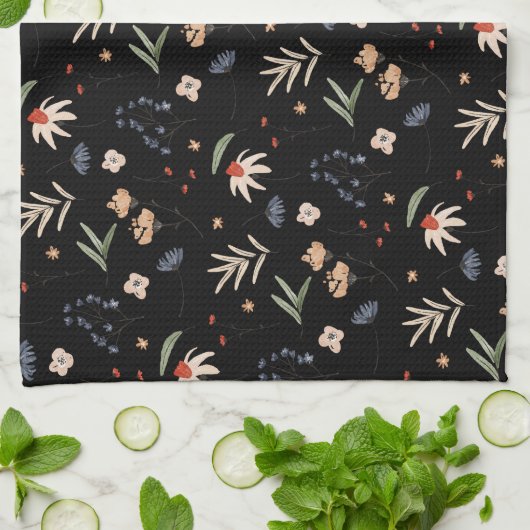 Linge De Cuisine Fleurs d'eau simples 1 (Plié)