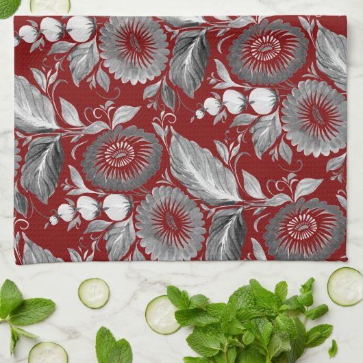 Linge De Cuisine Fleurs décoratives (Plié)