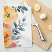 Linge De Cuisine Fleurs détachées aquarelle élégantes  (Quart Plié)