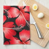 Linge De Cuisine Fleurs d'hibiscus rouges (Quart Plié)