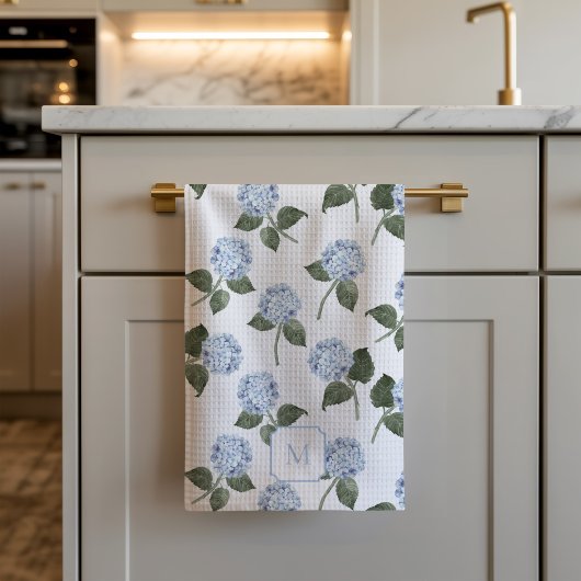 Linge De Cuisine Fleurs d'hydrangea aquarelle bleues