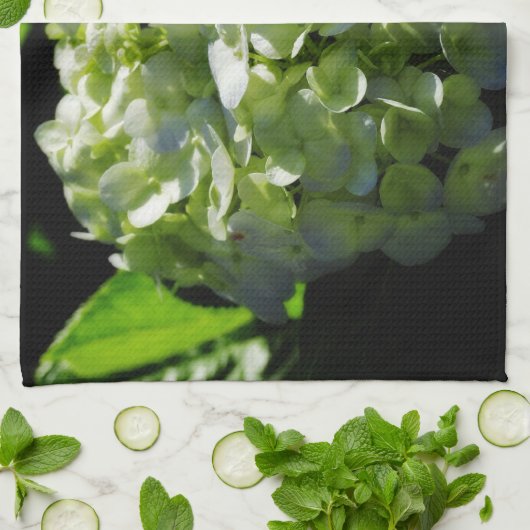 Linge De Cuisine Fleurs d'hydrangées vertes (Plié)