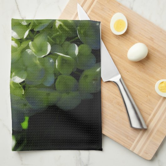 Linge De Cuisine Fleurs d'hydrangées vertes (Quart Plié)