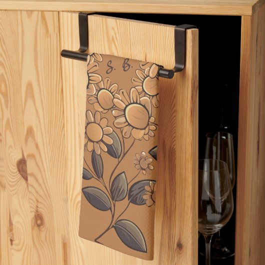 Linge De Cuisine Fleurs d'or (Pliage en tiers)