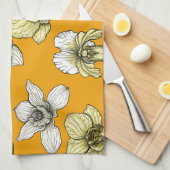 Linge De Cuisine Fleurs d'orchidées jaune et blanc (Quart Plié)