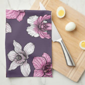 Linge De Cuisine Fleurs d'orchidées roses (Quart Plié)