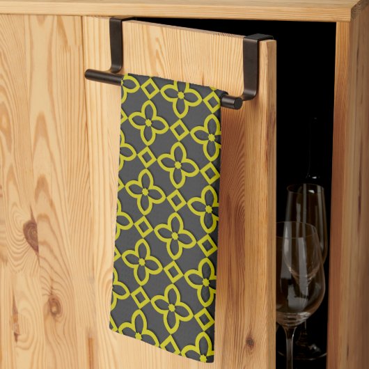 Linge De Cuisine Fleurs dorées (Pliage en tiers)