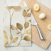 Linge De Cuisine Fleurs dorées chic (Quart Plié)