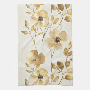 Linge De Cuisine Fleurs dorées chic