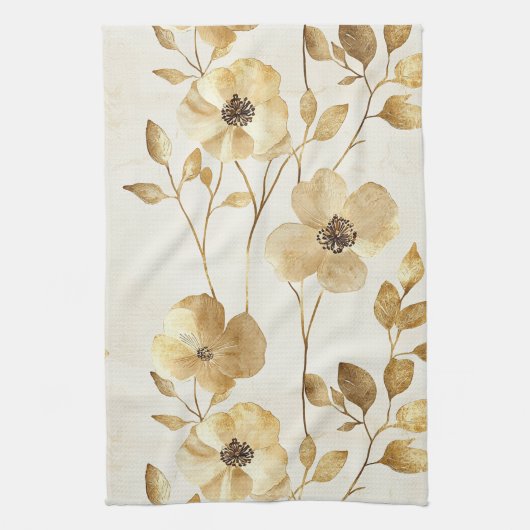 Linge De Cuisine Fleurs dorées chic (Vertical)