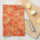 Linge De Cuisine Fleurs douces orange (Quart Plié)