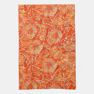 Linge De Cuisine Fleurs douces orange