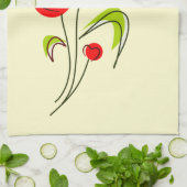 Linge De Cuisine Fleurs du Coeur Rouge mignonnes et papillons jaune (Plié)