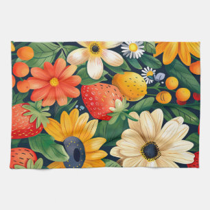 Linge De Cuisine Fleurs du jardin d'été Motif de fraises