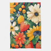 Linge De Cuisine Fleurs du jardin d'été Motif de fraises (Vertical)