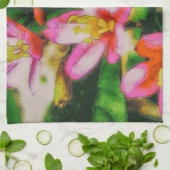 Linge De Cuisine Fleurs Éclaboussées de Rose (Plié)