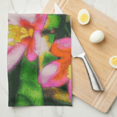 Linge De Cuisine Fleurs Éclaboussées de Rose (Quart Plié)