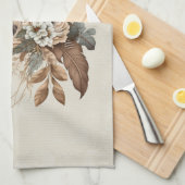 Linge De Cuisine Fleurs Élégantes Feuillage et plumes (Quart Plié)