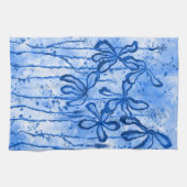 Linge De Cuisine Fleurs encrées Ciel bleu (Horizontal)