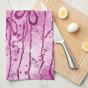 Linge De Cuisine Fleurs encrées Ciel rose